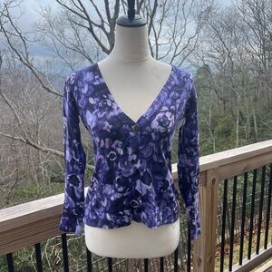 Women’s J. Jill Purple Floral Cardigan